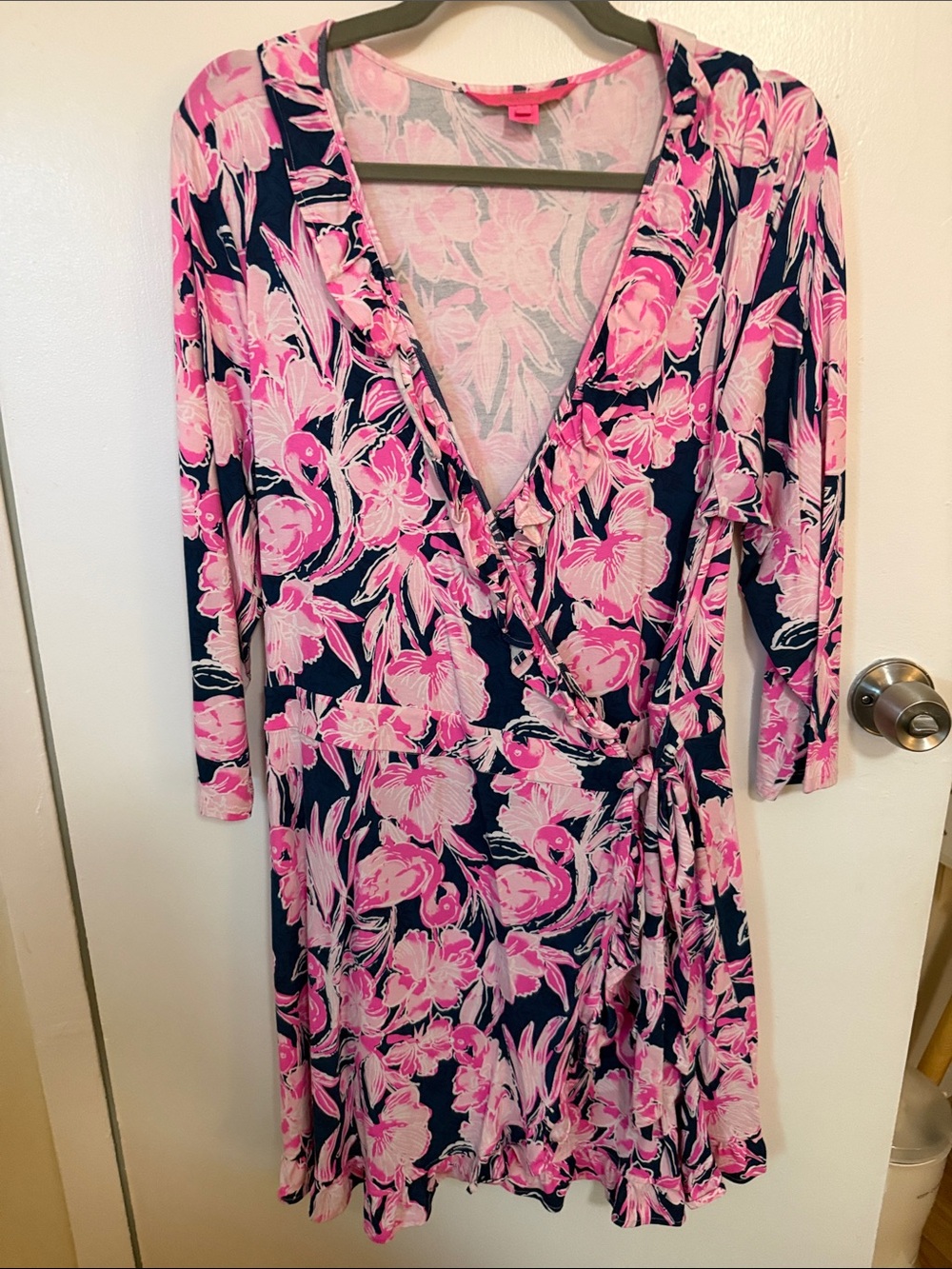 Lilly Pulitzer Pink Floral Wrap Dress Romper for Women